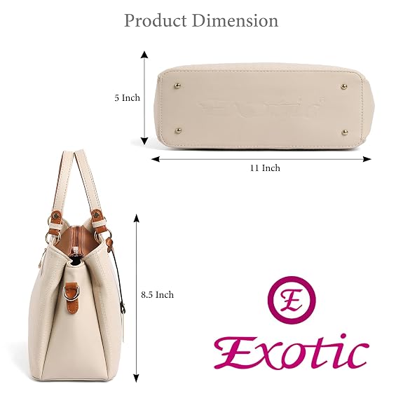 Women's Stiped Faux Leather Handbag with Detachable Sling Strap - Image 5